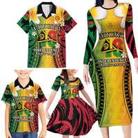 Vanuatu Independence Day Family Matching Long Sleeve Bodycon Dress and Hawaiian Shirt Long God Yumi Stanap Happy 46th Anniversary LT14 - Polynesian Pride