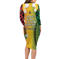 Vanuatu Independence Day Family Matching Long Sleeve Bodycon Dress and Hawaiian Shirt Long God Yumi Stanap Happy 46th Anniversary LT14 - Polynesian Pride