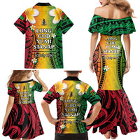 Vanuatu Independence Day Family Matching Mermaid Dress and Hawaiian Shirt Long God Yumi Stanap Happy 46th Anniversary LT14 - Polynesian Pride