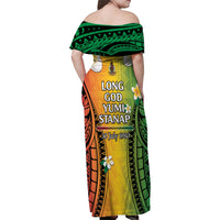 Vanuatu Independence Day Family Matching Off Shoulder Maxi Dress and Hawaiian Shirt Long God Yumi Stanap Happy 46th Anniversary LT14 - Polynesian Pride