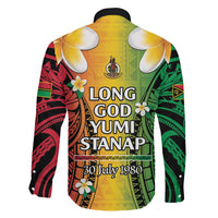 Vanuatu Independence Day Family Matching Off Shoulder Short Dress and Hawaiian Shirt Long God Yumi Stanap Happy 46th Anniversary LT14 - Polynesian Pride