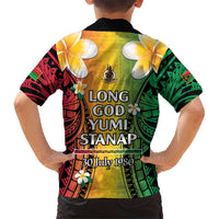 Vanuatu Independence Day Family Matching Short Sleeve Bodycon Dress and Hawaiian Shirt Long God Yumi Stanap Happy 45th Anniversary LT14 - Polynesian Pride