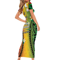 Vanuatu Independence Day Family Matching Short Sleeve Bodycon Dress and Hawaiian Shirt Long God Yumi Stanap Happy 46th Anniversary LT14 - Polynesian Pride