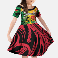 Vanuatu Independence Day Family Matching Summer Maxi Dress and Hawaiian Shirt Long God Yumi Stanap Happy 46th Anniversary LT14 Daughter's Dress Reggae - Polynesian Pride