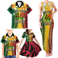Vanuatu Independence Day Family Matching Tank Maxi Dress and Hawaiian Shirt Long God Yumi Stanap Happy 46th Anniversary LT14 - Polynesian Pride