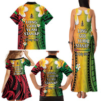 Vanuatu Independence Day Family Matching Tank Maxi Dress and Hawaiian Shirt Long God Yumi Stanap Happy 46th Anniversary LT14 - Polynesian Pride