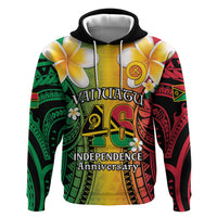 Vanuatu Independence Day Hoodie Long God Yumi Stanap Happy 46th Anniversary LT14 Pullover Hoodie Reggae - Polynesian Pride