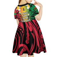 Vanuatu Independence Day Kid Short Sleeve Dress Long God Yumi Stanap Happy 46th Anniversary LT14 - Polynesian Pride