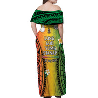 Vanuatu Independence Day Off Shoulder Maxi Dress Long God Yumi Stanap Happy 46th Anniversary LT14 - Polynesian Pride