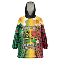 Vanuatu Independence Day Wearable Blanket Hoodie Long God Yumi Stanap Happy 46th Anniversary LT14 One Size Reggae - Polynesian Pride