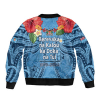 Fiji Day Bomber Jacket Happy 54 Years Of Independence Tapa Pattern Blue