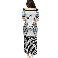 Fiji Day Family Matching Puletasi and Hawaiian Shirt Happy 54 Years Of Independence Tapa Pattern White