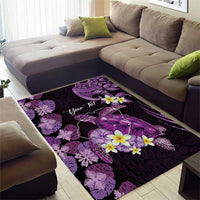 Personalised Aloha Hawaii Kauai Island Area Rug Garden Isle Map Sea Turtle Plumeria