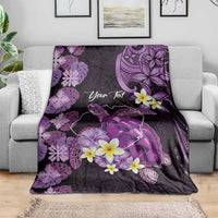 Personalised Aloha Hawaii Kauai Island Blanket Garden Isle Map Sea Turtle Plumeria