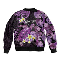 Personalised Aloha Hawaii Kauai Island Bomber Jacket Garden Isle Map Sea Turtle Plumeria