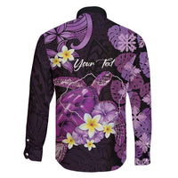 Personalised Aloha Hawaii Kauai Island Family Matching Off Shoulder Short Dress and Hawaiian Shirt Garden Isle Map Sea Turtle Plumeria