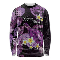 Personalised Aloha Hawaii Kauai Island Long Sleeve Shirt Garden Isle Map Sea Turtle Plumeria