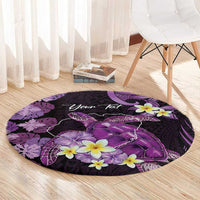 Personalised Aloha Hawaii Kauai Island Round Carpet Garden Isle Map Sea Turtle Plumeria