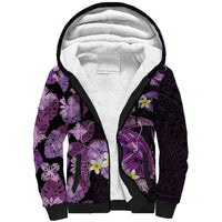 Personalised Aloha Hawaii Kauai Island Sherpa Hoodie Garden Isle Map Sea Turtle Plumeria