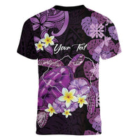 Personalised Aloha Hawaii Kauai Island Women V-Neck T-Shirt Garden Isle Map Sea Turtle Plumeria