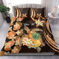 Personalised Aloha Hawaii Lanai Island Bedding Set Pineapple Isle Map Sea Turtle Plumeria
