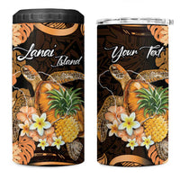 Personalised Aloha Hawaii Lanai Island 4 in 1 Can Cooler Tumbler Pineapple Isle Map Sea Turtle Plumeria