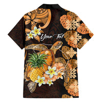 Personalised Aloha Hawaii Lanai Island Family Matching Off Shoulder Maxi Dress and Hawaiian Shirt Pineapple Isle Map Sea Turtle Plumeria