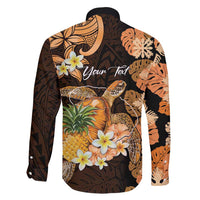 Personalised Aloha Hawaii Lanai Island Family Matching Puletasi and Hawaiian Shirt Pineapple Isle Map Sea Turtle Plumeria