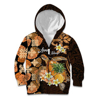 Personalised Aloha Hawaii Lanai Island Kid Hoodie Pineapple Isle Map Sea Turtle Plumeria