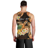 Personalised Aloha Hawaii Lanai Island Men Tank Top Pineapple Isle Map Sea Turtle Plumeria