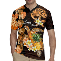 Personalised Aloha Hawaii Lanai Island Rugby Jersey Pineapple Isle Map Sea Turtle Plumeria