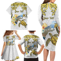 Personalised Aloha Hawaii Niihau Island Family Matching Long Sleeve Bodycon Dress and Hawaiian Shirt Forbidden Isle Map Shell Lei LT14 - Polynesian Pride