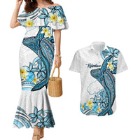 Personalised Aloha Hawaii Kahoolawe Island Couples Matching Mermaid Dress and Hawaiian Shirt Target Isle Map With Humpback Whale
