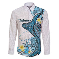 Personalised Aloha Hawaii Kahoolawe Island Family Matching Long Sleeve Bodycon Dress and Hawaiian Shirt Target Isle Map With Humpback Whale LT14 Dad's Shirt - Long Sleeve Blue - Polynesian Pride