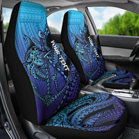 Personalised Polynesia Blue Marlin Fishing Car Seat Cover Marlin Anchor Tattoo Polynesian Pattern