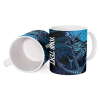 Personalised Polynesia Blue Marlin Fishing Ceramic Mug Marlin Anchor Tattoo Polynesian Pattern