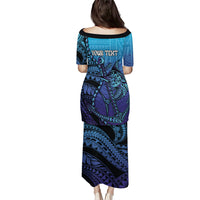 Personalised Polynesia Blue Marlin Fishing Puletasi Marlin Anchor Tattoo Polynesian Pattern