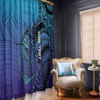 Personalised Polynesia Blue Marlin Fishing Window Curtain Marlin Anchor Tattoo Polynesian Pattern