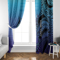 Personalised Polynesia Blue Marlin Fishing Window Curtain Marlin Anchor Tattoo Polynesian Pattern