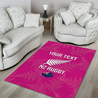 Custom New Zealand Silver Fern Rugby Area Rug Go Aotearoa - Pink Version