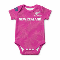 Custom New Zealand Silver Fern Rugby Baby Onesie Go Aotearoa - Pink Version