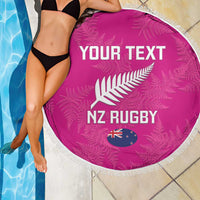 Custom New Zealand Silver Fern Rugby Beach Blanket Go Aotearoa - Pink Version