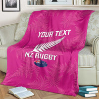 Custom New Zealand Silver Fern Rugby Blanket Go Aotearoa - Pink Version
