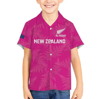 Custom New Zealand Silver Fern Rugby Family Matching Long Sleeve Bodycon Dress and Hawaiian Shirt Go Aotearoa - Pink Version