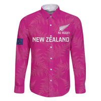 Custom New Zealand Silver Fern Rugby Family Matching Tank Maxi Dress and Hawaiian Shirt Go Aotearoa - Pink Version