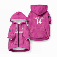 Custom New Zealand Silver Fern Rugby Pet Hoodie Go Aotearoa - Pink Version