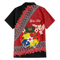 Personalised Tonga Language Week Family Matching Tank Maxi Dress and Hawaiian Shirt Malo e Lelei Tongan Ngatu Pattern - Red