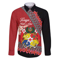 Personalised Tonga Language Week Family Matching Tank Maxi Dress and Hawaiian Shirt Malo e Lelei Tongan Ngatu Pattern - Red