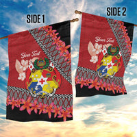Personalised Tonga Language Week Garden Flag Malo e Lelei Tongan Ngatu Pattern - Red