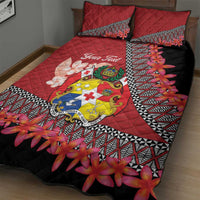 Personalised Tonga Language Week Quilt Bed Set Malo e Lelei Tongan Ngatu Pattern - Red
